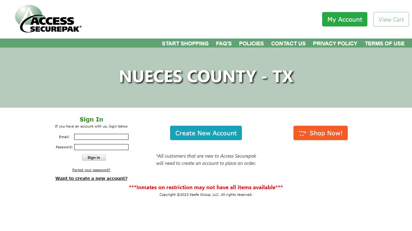 Nueces County Jail Package Program - TX - Access Securepak