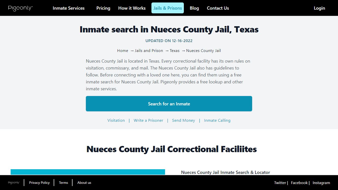 Inmate Search Nueces County Jail, Texas | Pigeonly